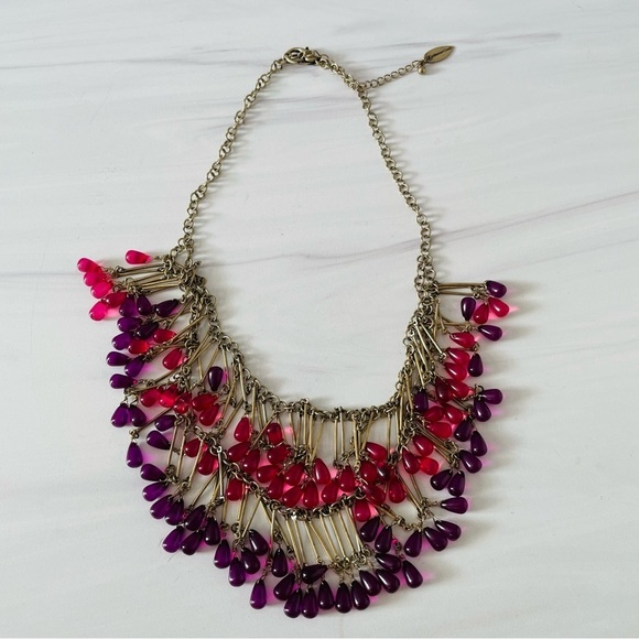 Coldwater Creek Lush Drops Necklace- Gold, Purple, Pink- Statement Necklace-NWOT - Picture 4 of 6